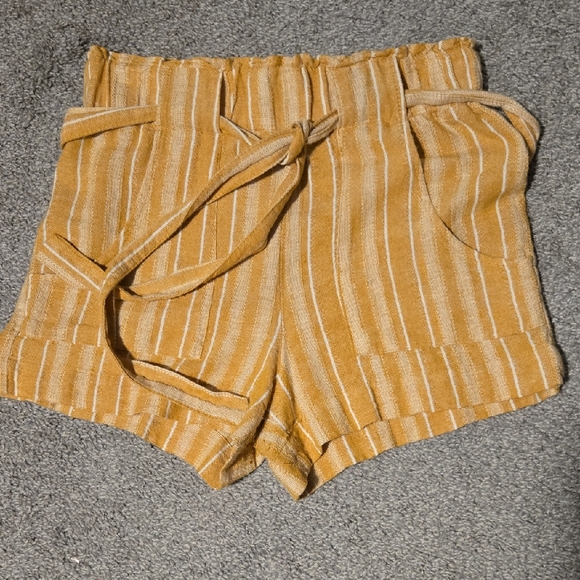 Indigo Rein High Waist Mustard Striped Shorts - Picture 1 of 3